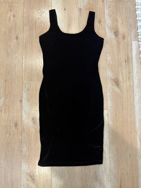 American Apparel Velvet Black Midi Tank Dress